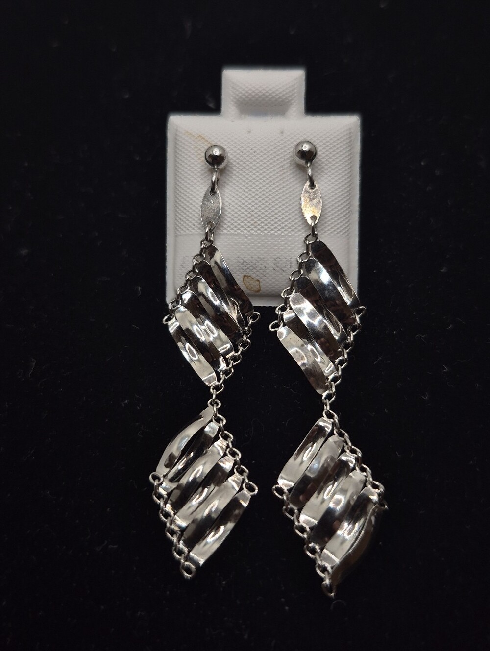 .925 Sterling Diamond Shaped Dangling Earrings Brand new